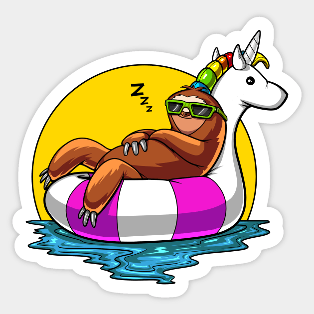 Sloth Riding Unicorn Float Sticker by underheaven